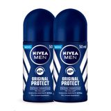 Kit 2x 50ml Desodorante Antitranspirante Roll-on Nivea Men Original Protect