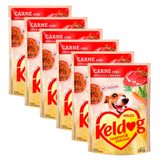 Kit 6 Ração Úmida Para Cachorro Keldog Sabor Carne Com Ervilha E Cenoura Em Sachê 100g