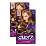 Kit 2x Tintura Creme Koleston Wella Marrom Dourado 77