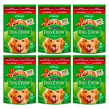 Kit 6 Ração Para Cães Dog Chow Vida Saudável Adultos Sachê Sabor Carne Ao Molho Com 100g