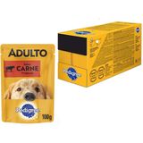 Caixa 18un Ração Úmida Pedigree Sachê Cães Adultos Carne Ao Molho 100g