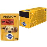 Caixa 18un Ração Úmida Pedigree Sachê Cães Adultos Sênior 7+ Anos Carne Ao Molho 100g