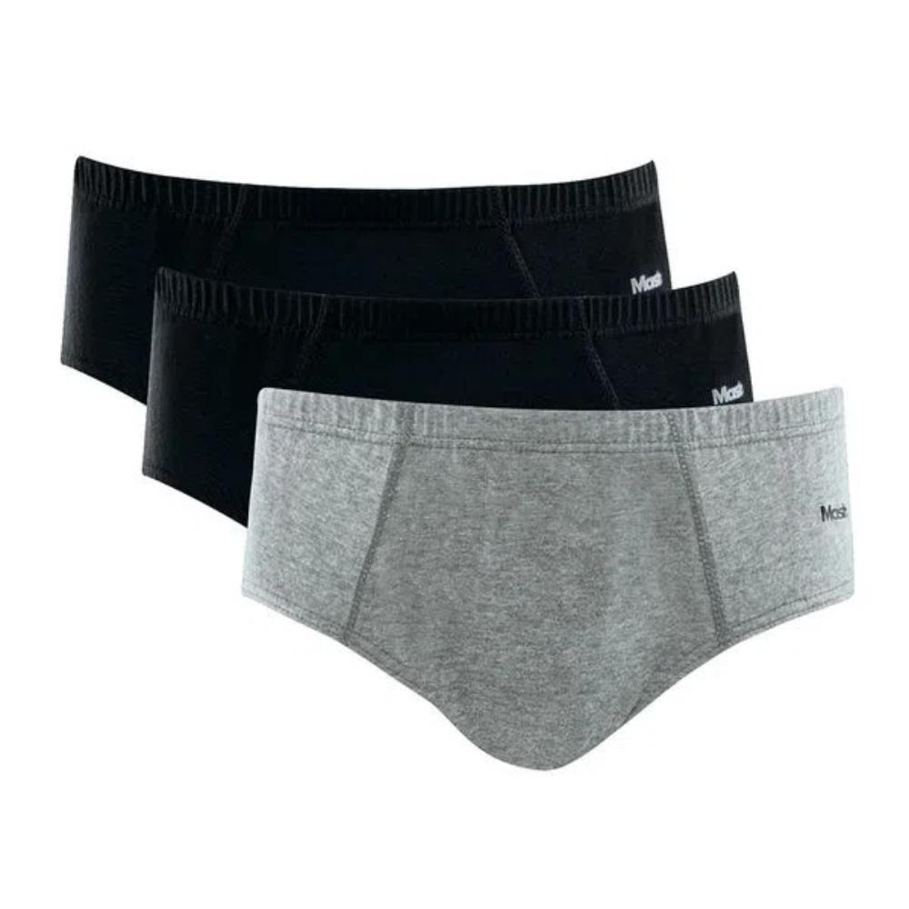 Kit 3 Cueca Slip Mash Algodão Masculina Infantil Preto 02 Gg