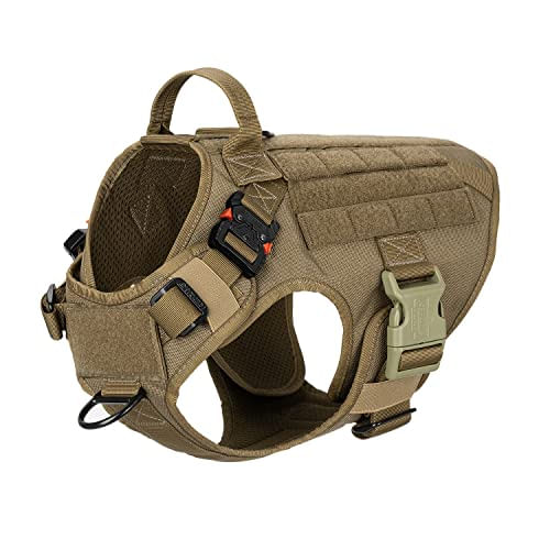 Icefang Taticamente Dog Harness , Tamanho Médio, Fivela Metálica 2x, Cão De Trabalho Colete Molle Com Alça, Sem Puxar Clipe De Coleira D