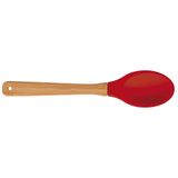 Colher De Silicone Cabo De Bamboo Mor Vermelho