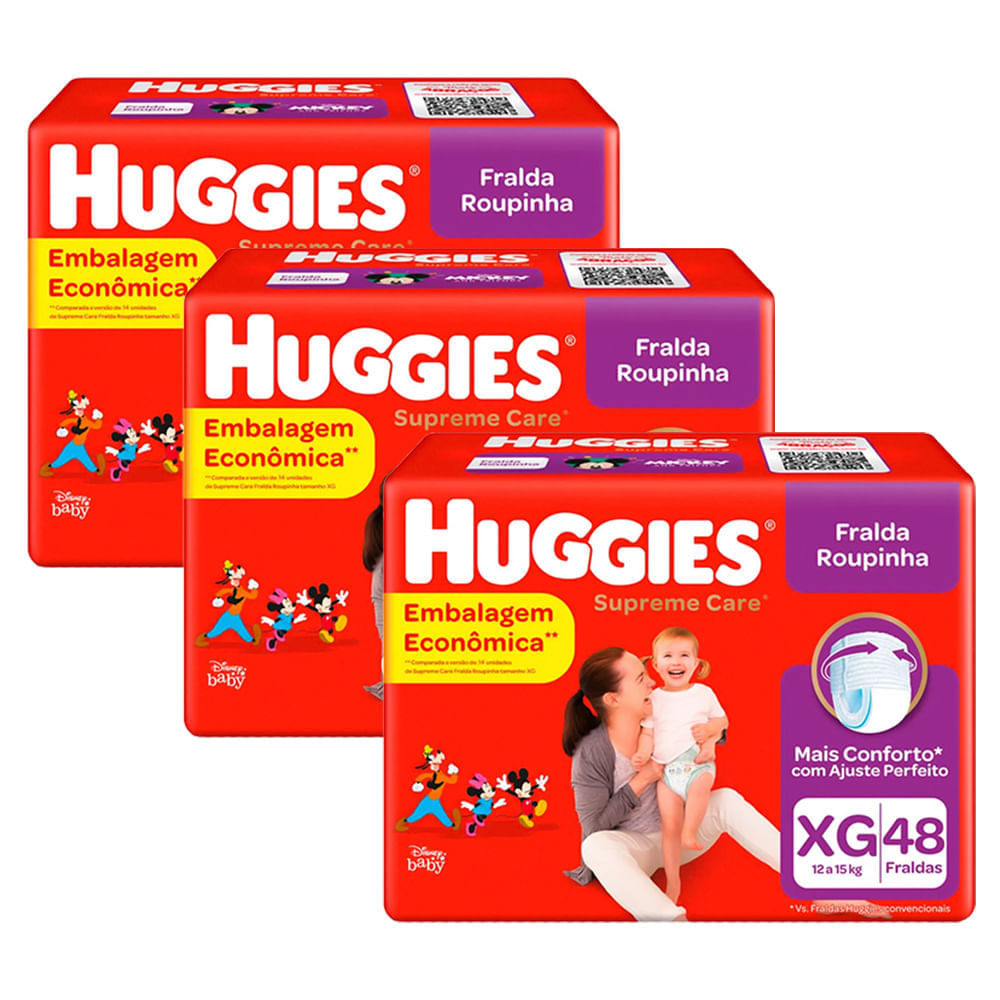 Kit De Fraldas Roupinha Huggies Supreme Care Tamanho Xg Pacote Hiper ...