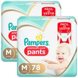 Kit 2 Fralda Infantil Pampers Premium Care Pants Tamanho M Com 78 Unidades Cada