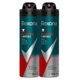 Kit 2 Desodorante Rexona Antibacterial E Invisible Masculino Aerosol Antitranspirante 72 Horas 150ml