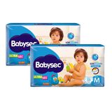 Kit 2 Fraldas Babysec Ultrasec Tamanho M Com 38 Unidades Cada