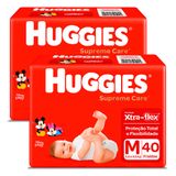 Kit 2 Fralda Huggies Supreme Care Tamanho M Com  40 Unidades Cada