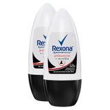 Desodorante Antitranspirante Rexona Antibacterial + Invisible Roll-on Com 50ml | Kit Com Duas Unidades