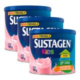 Complemento Alimentar Sustagen Kids Morango Lata 380g | Kit Com Três Unidades