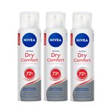 Kit 3 Desodorante Antitranspirante Aerosol Nivea Dry Comfort 150ml