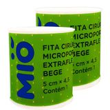 Fita Cirúrgica Microporosa Mió Extra Flexível Bege 5cm X 4,5m 1 Un | Kit Com Duas Unidades