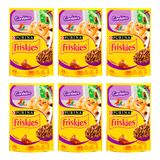Kit 6 Ração Úmida Para Gatos Friskies Adultos Sabor Cordeiro Ao Molho Em Sachê 85g