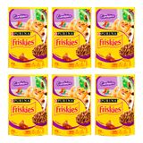 Kit 6 Ração Úmida Para Gatos Friskies Adultos Sabor Cordeiro Ao Molho Em Sachê 85g