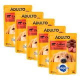 Kit 5 Ração Úmida Para Cachorro Pedigree Adulto Sabor Carne Ao Molho Em Sachê 100g