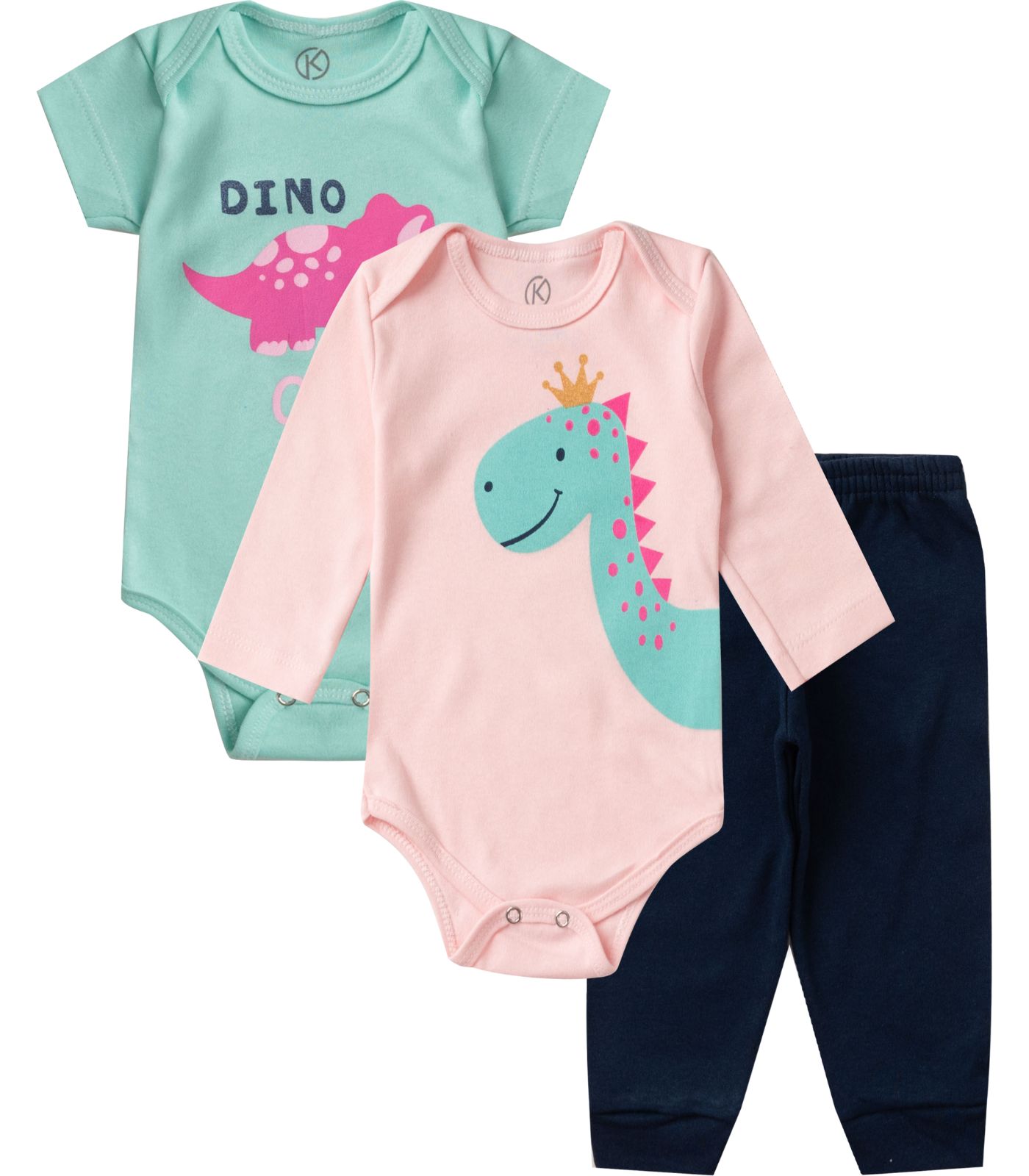 Kit Body Infantil 3 Peças Kappes Rosa M