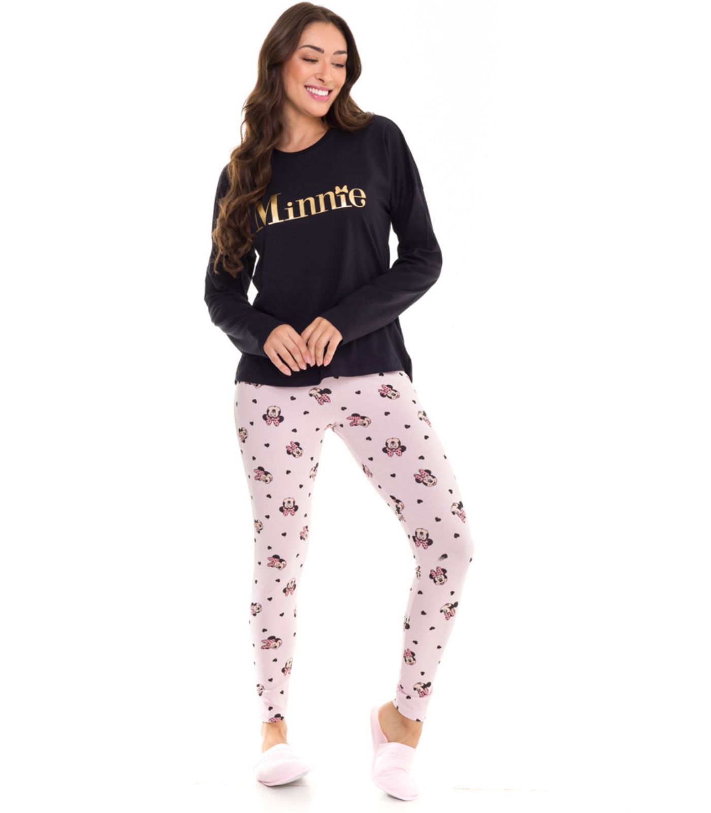 Pijama Feminino Manga Longa Minnie Evanilda Preto G