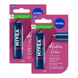 Kit 2 Hidratante Labial Nivea Hidra Color 2 Em 1 Violeta 4,8g