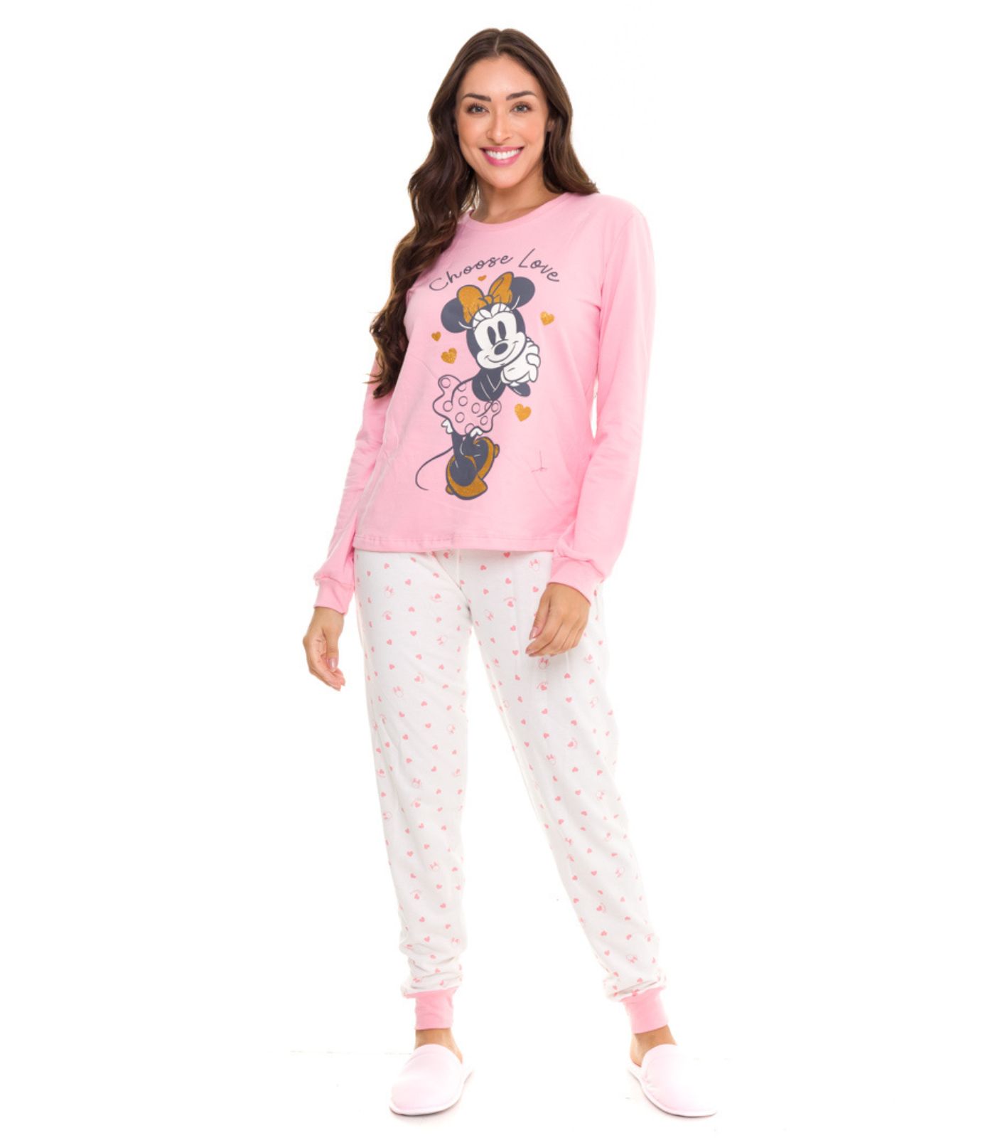 Pijama Feminino Manga Longa Minnie Evanilda Rosa Gg