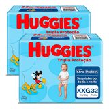 Kit 2 Fralda Huggies Tripla Proteção Tamanho Xxg Pacote Mega Com 32 Unidades Cada