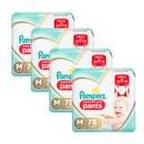 Kit 4 Fralda Infantil Pampers Premium Care Pants Tamanho M Com 78 Unidades