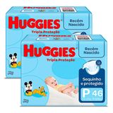 Kit 2 Fralda Huggies Tripla Proteção Tamanho P Pacote Mega Com 46 Unidades Cada