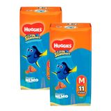 Kit 2 Fralda Huggies Little Swimmers Tamanho M Pacote 11 Fraldas Descartáveis Cada