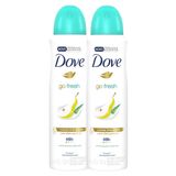 Kit 2 Desodorante Antitranspirante Aerosol Dove Go Fresh Pera E Aloe Vera 150ml