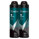 Kit 2 Desodorante Rexona Invisible Masculino Aerosol Antitranspirante 72 Horas 150ml