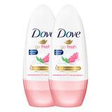 Desodorante Antitranspirante Dove Go Fresh Romã E Verbena Roll-on 50ml | Kit Com Duas Unidades