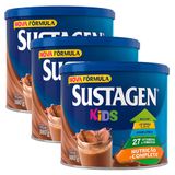 Complemento Alimentar Sustagen Kids Chocolate Lata 380g | Kit Com Três Unidades