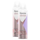 Kit 2 Desodorante Rexona Clinical Extra Dry Aerosol Antitranspirante 96h 150ml