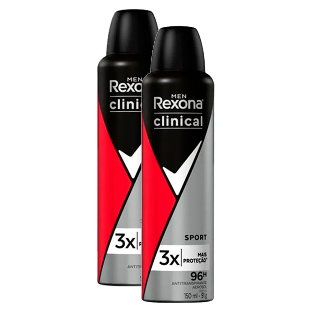 Kit 3 Unidades Desodorante Aerosol Rexona Men Clinical Sport 150ml