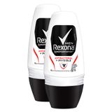 Desodorante Antitranspirante Rexona Men Antibacterial + Invisible Roll-on 50ml | Kit Com Duas Unidades