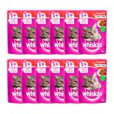 Kit 12 Ração Úmida Para Gatos Whiskas Adulto 1+ Anos Sabor Carne Ao Molho Em Sachê 85g