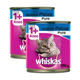 Kit 2 Ração Para Gatos Whiskas Adulto 1+ Anos Patê Sabor Peixe Lata 290g