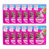 Kit 12 Ração Úmida Para Gatos Whiskas Adultos 1+ Anos Castrados Sabor Peixe Em Sachê 85g
