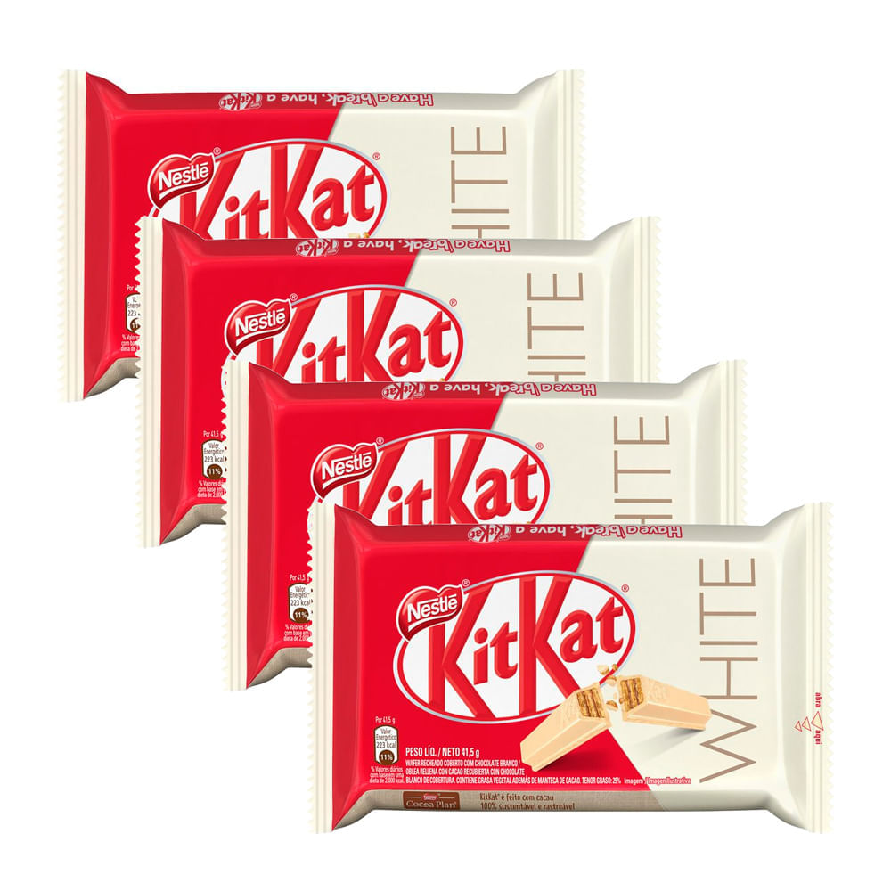 Chocolate Nestlé Kit Kat White 41,5g | Kit Com Quatro Unidades