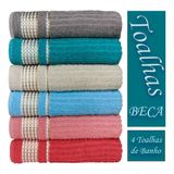 Kit 4 Toalhas De Banho - Gigante Banhão 70 X 140 Beca Alta Absorção