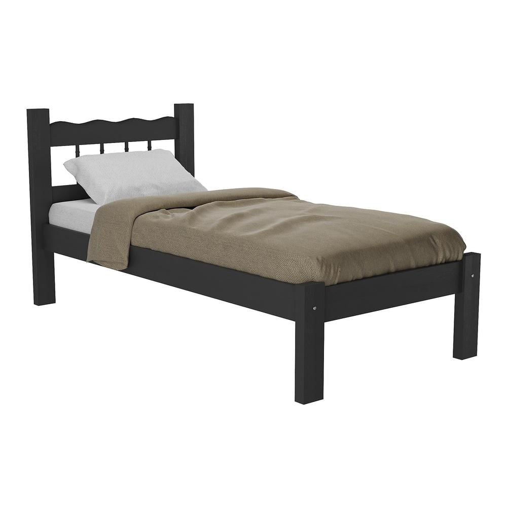 Cama Solteiro Madeira Maciça Para Colchão 78/88 X 188cm Madri Multimóveis Vcr4141 Preto