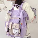 Mochilas Fofas Preppy Mochila Mulheres Impermeáveis Candy Colors