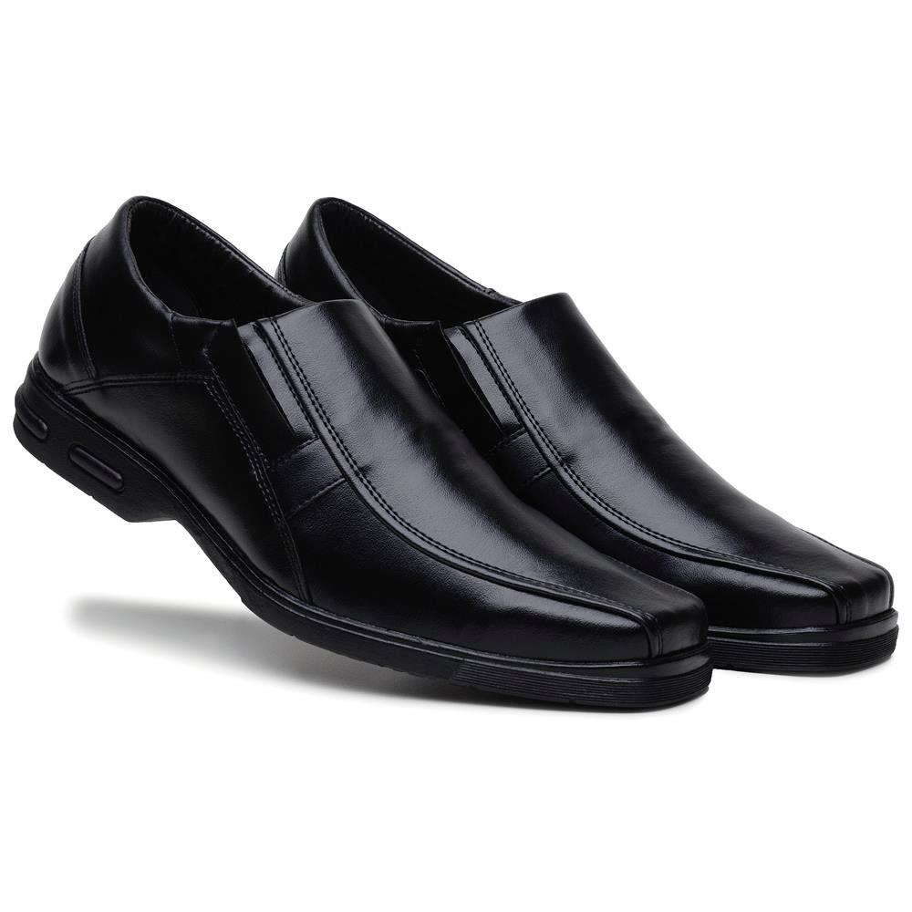 Sapato Social Masculino Elástico Liso Conforto Elegante Preto 37