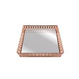 Bandeja quadrada espelhada inox Adely Decor 19,5cm rosé SHW619
