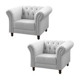 Kit 2 Poltronas Decorativa Bérgamo Couro Branco