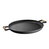 Frigideira Paella Ferro Fundido Sem Tampa Alças Madeira 48cm
