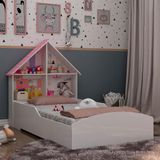 Cama Casinha Montessoriana Solteiro Branco Gelius