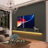 Painel Home Ripado Tv Até 85 Polegadas Com Led Grafite Notório Shop Jm