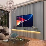 Painel Home Ripado Tv Até 85 Polegadas Com Led Cinza Notório Shop Jm